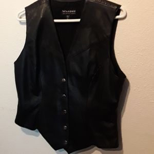 Leather vest. Poly lining. Ride on.